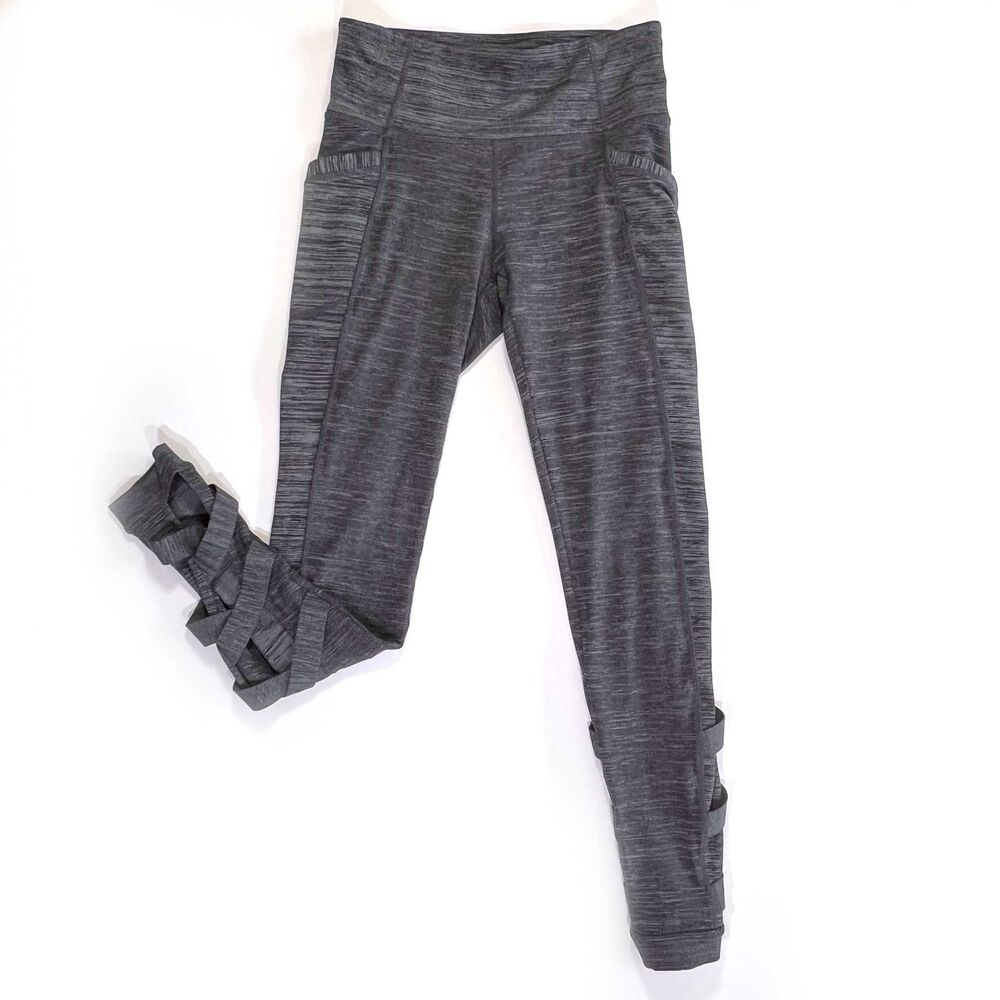 Athleta Gray Leggings Criss-Cross Strap Small